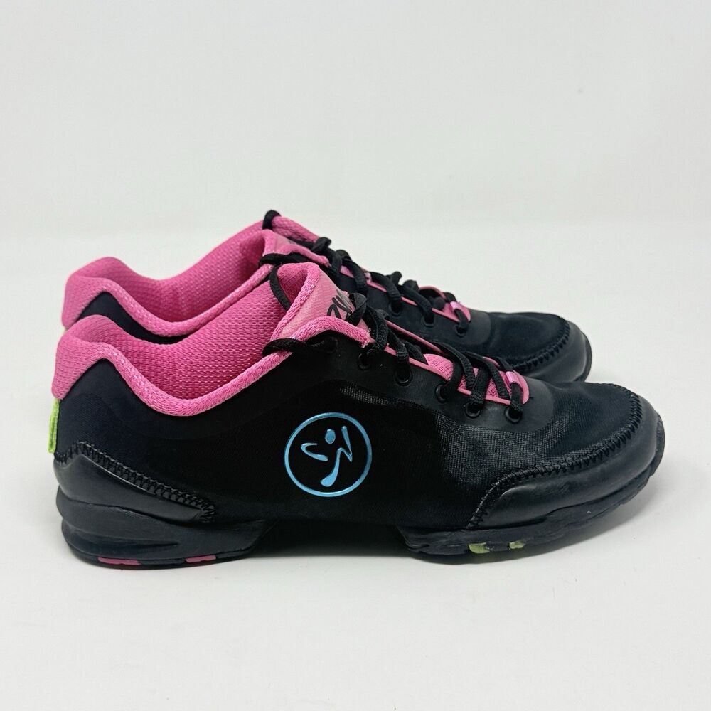 Zumba Flex Classic Shoes Sneakers Womens 7.5 Black Pink Lightweight Dance Train